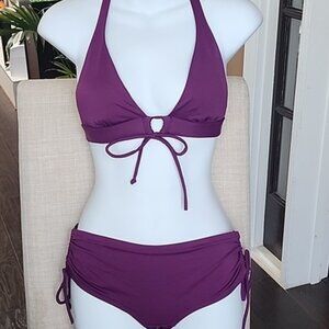 EUC Y2K Victoria's Secret Purple Keyhole Halter & Cinch Side Low-Rise Bikini